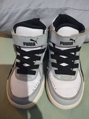 Puma Kids' White and Gray High-Top Sneakers